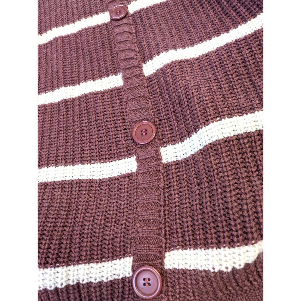 Love Change Striped Burgundy Sweater - Women's 3X - Italy V-Neck BackButton Knit - Picture 6 of 6